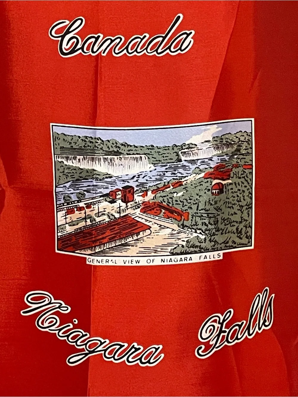 Rare Vintage Niagara Falls Souvenir Scarf 27 In Sq  Mint Unworn Condition